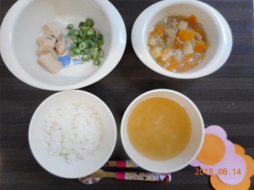 ８月１４日(火）のお給食