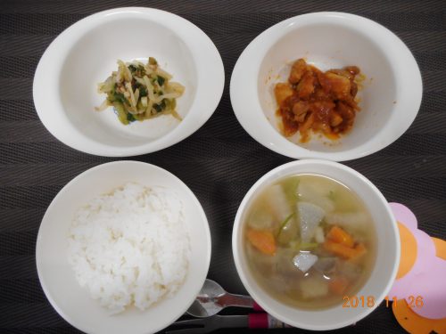 １１月２６日（月）のお給食