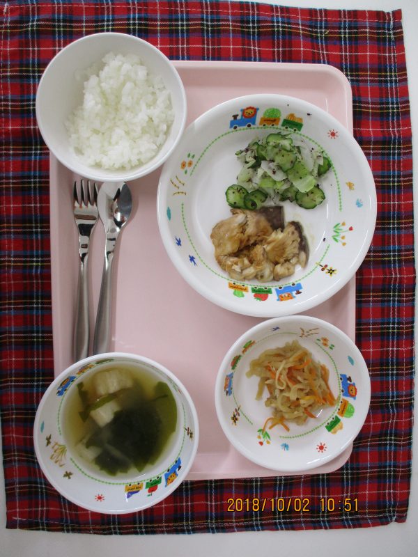 10月2日（火）のお給食(^○^)
