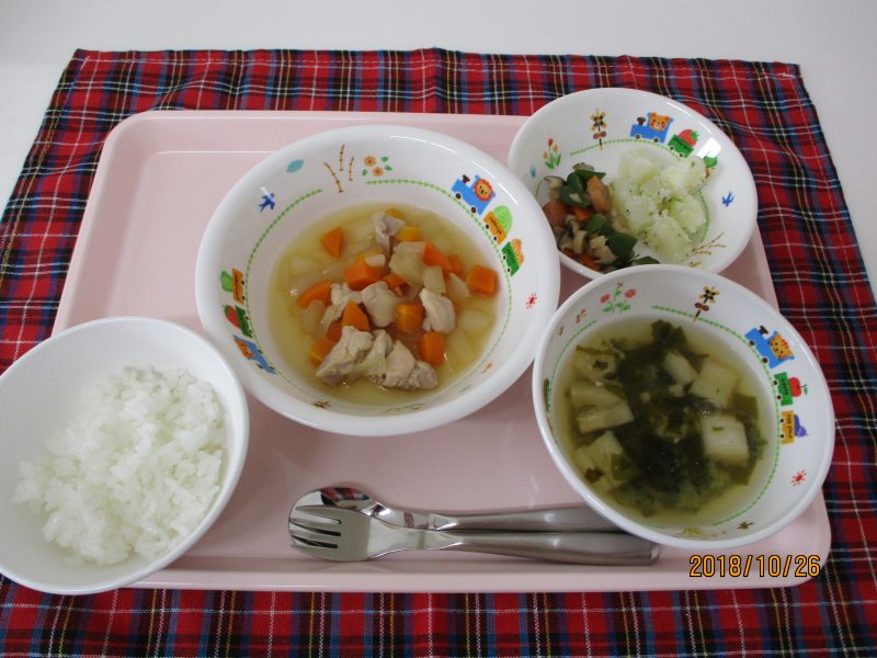 １０月２６日（金）のお給食(≧▽≦)